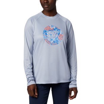 Columbia PFG Tidal Printed Medallion Long Sleeve, Sudaderas Grises Azules Para Mujer | 279350-JVN